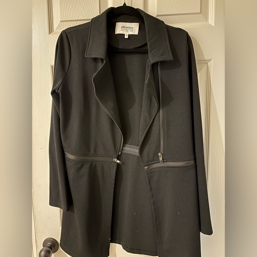 Alice Blue Black Utility Jacket with Zipper Detail - 2 in 1 Coat Medium